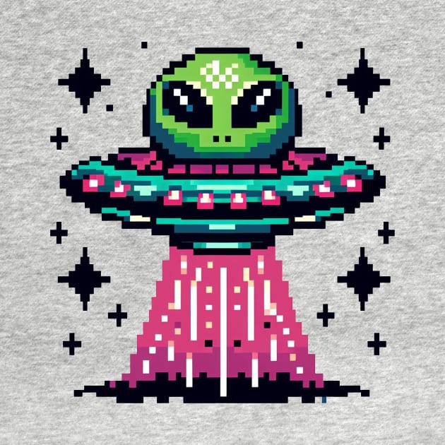 Green Alien UFO by PXLART